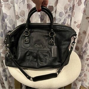 Black Coach purse/handbag. EUC-pet friendly/smoke free home. Measures 15”x12”